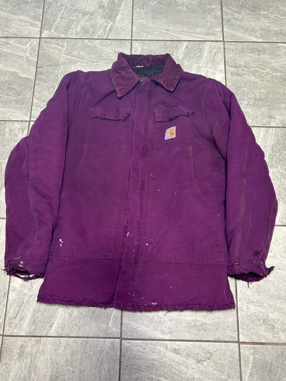 Vtg 80s Carhartt 100 Year Anniversary Detroit Style Arctic Coat Custom Dyed-Read